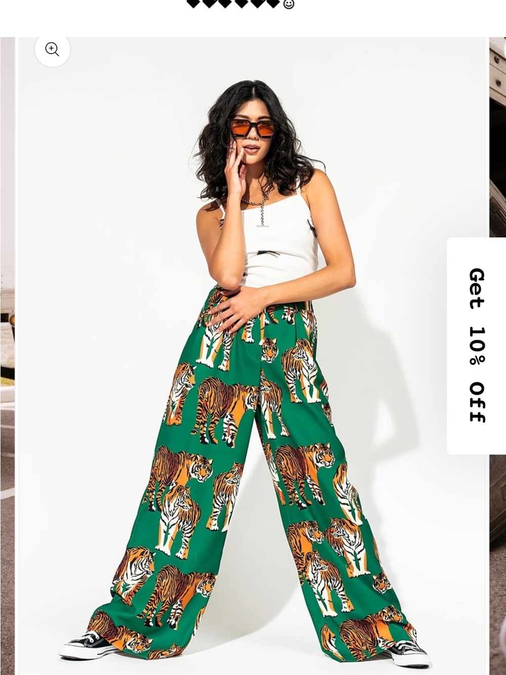 Dressed in LALA Green Tiger-Print Wide-Leg Pant